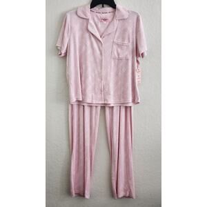 SLEEPWARE-JUICY COUTURE-PINK-Soft Velour-Embossed Logo-Short Sleeve-Size LR